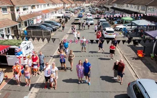 Residents holding a socially distanced street party in Bristol