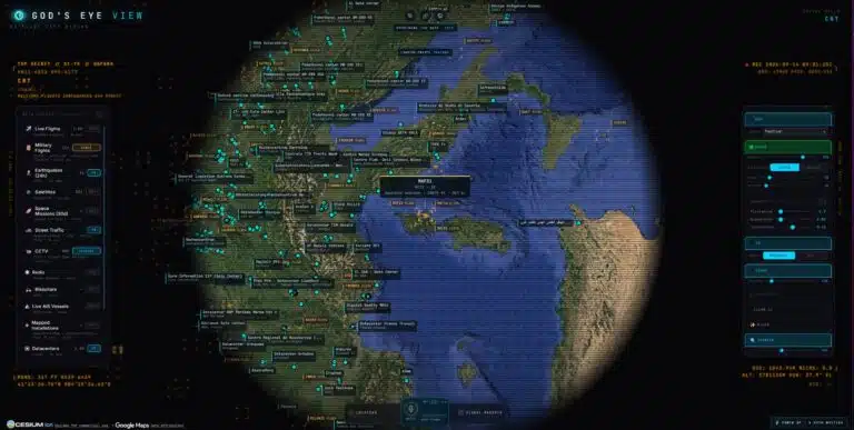 Datacentres plotted across Europe in God's Eye View