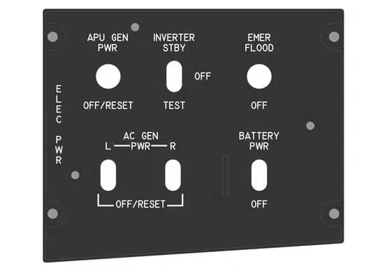 A laser-cut and engraved A-10 flight simulator panel