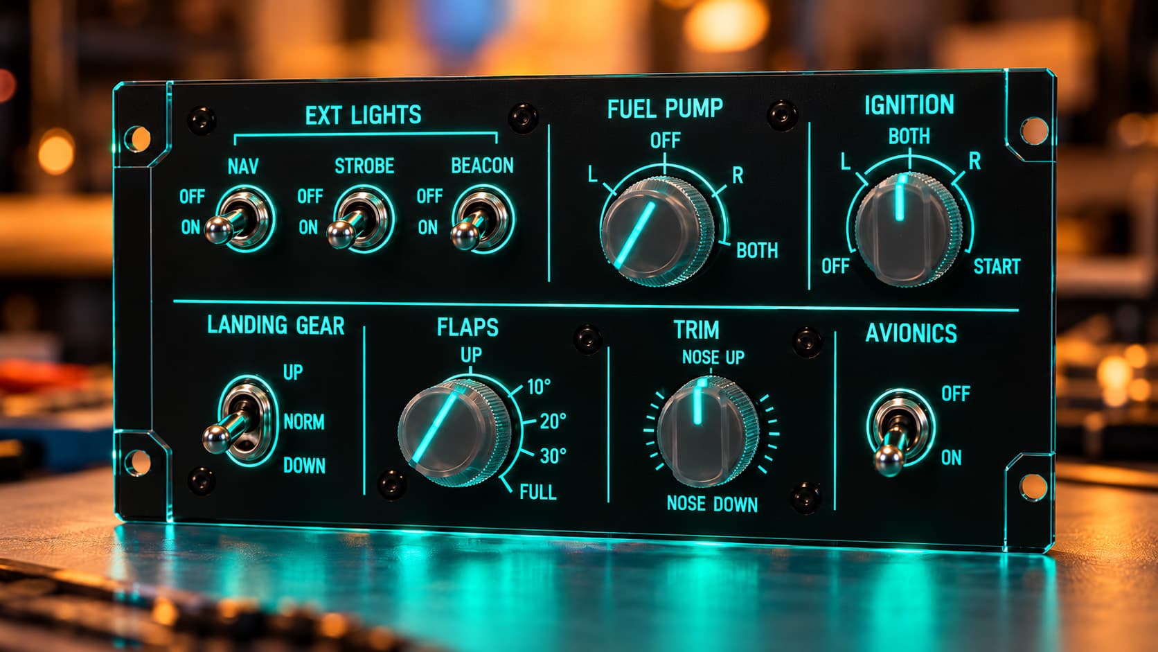 A custom flight-simulator control panel made with the Bambu Lab R1