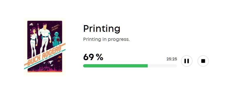 EufyMake Studio showing a Buck Rogers artwork print in progress