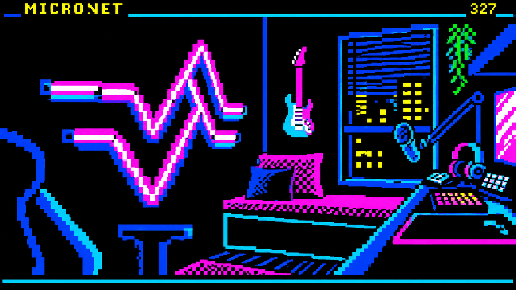 A viewdata representation of a room decorated with Nanoleaf products