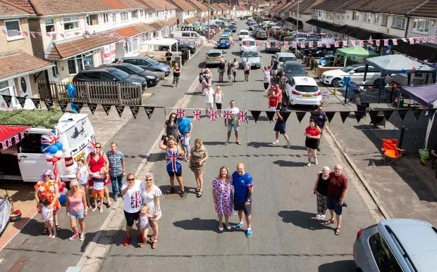 Residents holding a socially distanced street party in Bristol