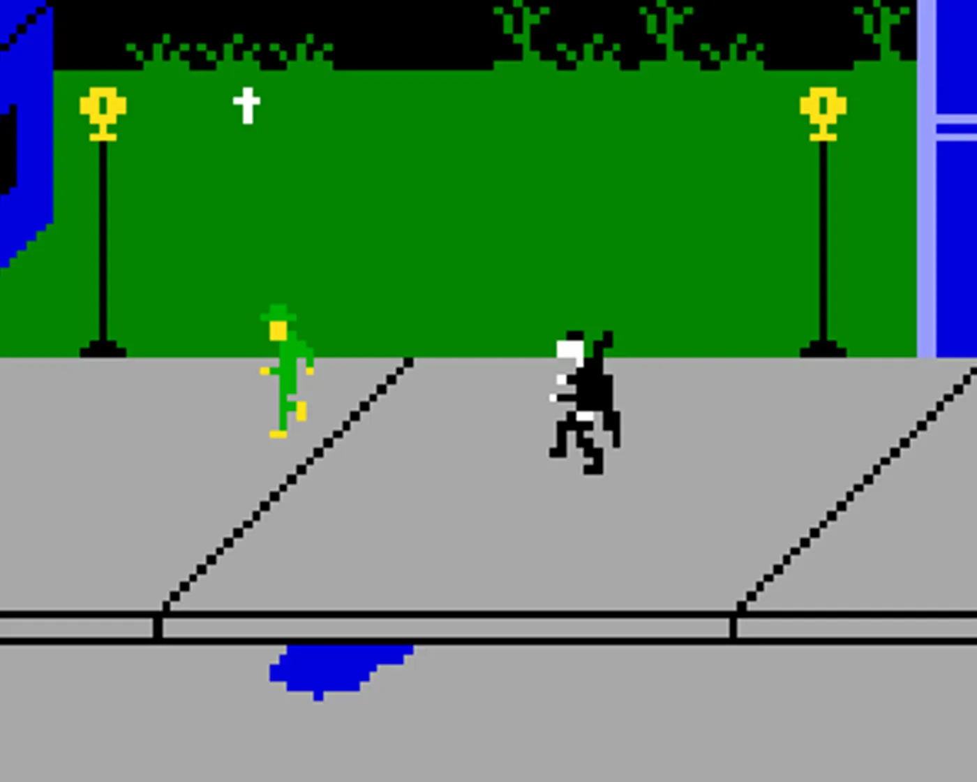 Dracula on the Intellivision, with pixel characters on a street at night