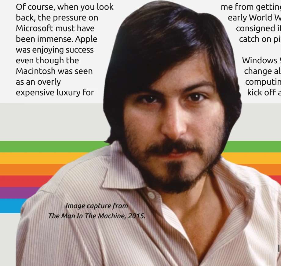 A young Steve Jobs photographed for the documentary The Man in the Machine