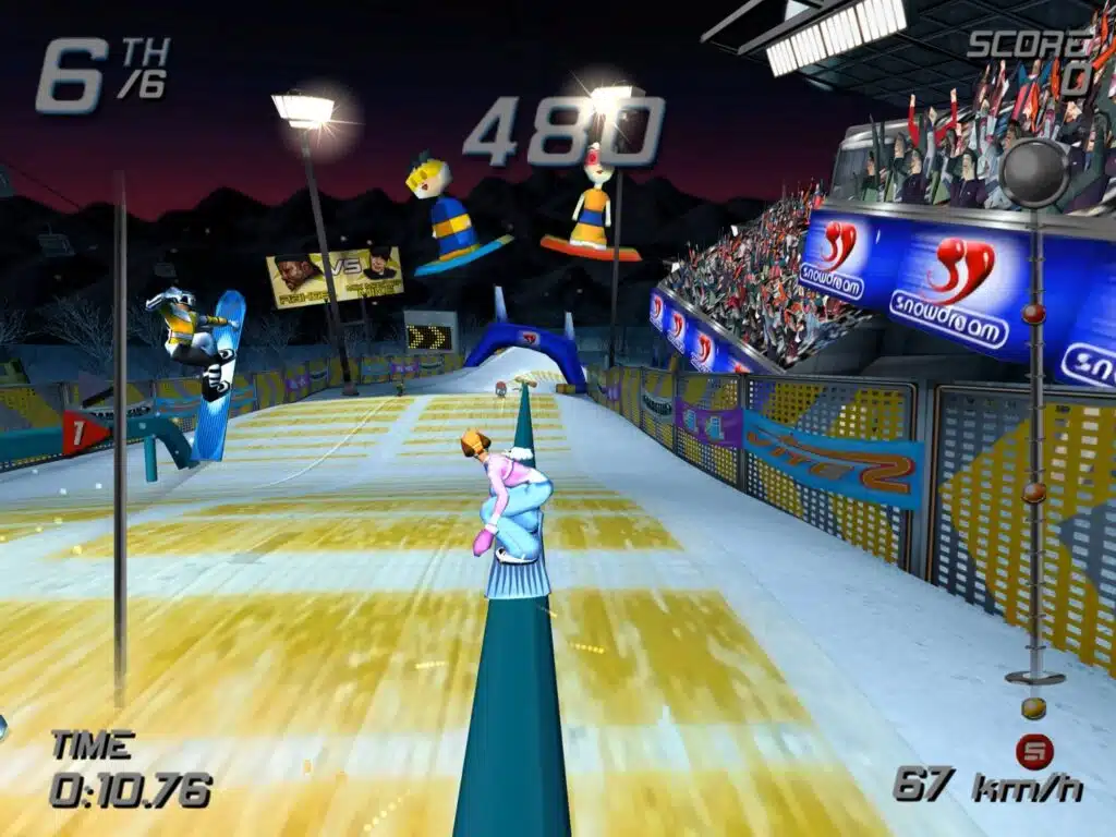 Kaori grinding a rail during an SSX race