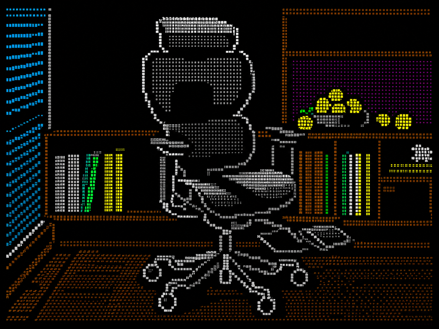 Pablonet-style pixel artwork for FlexiSpot C7 Morpher review – Extremely comfortable, occasionally way too adjustable