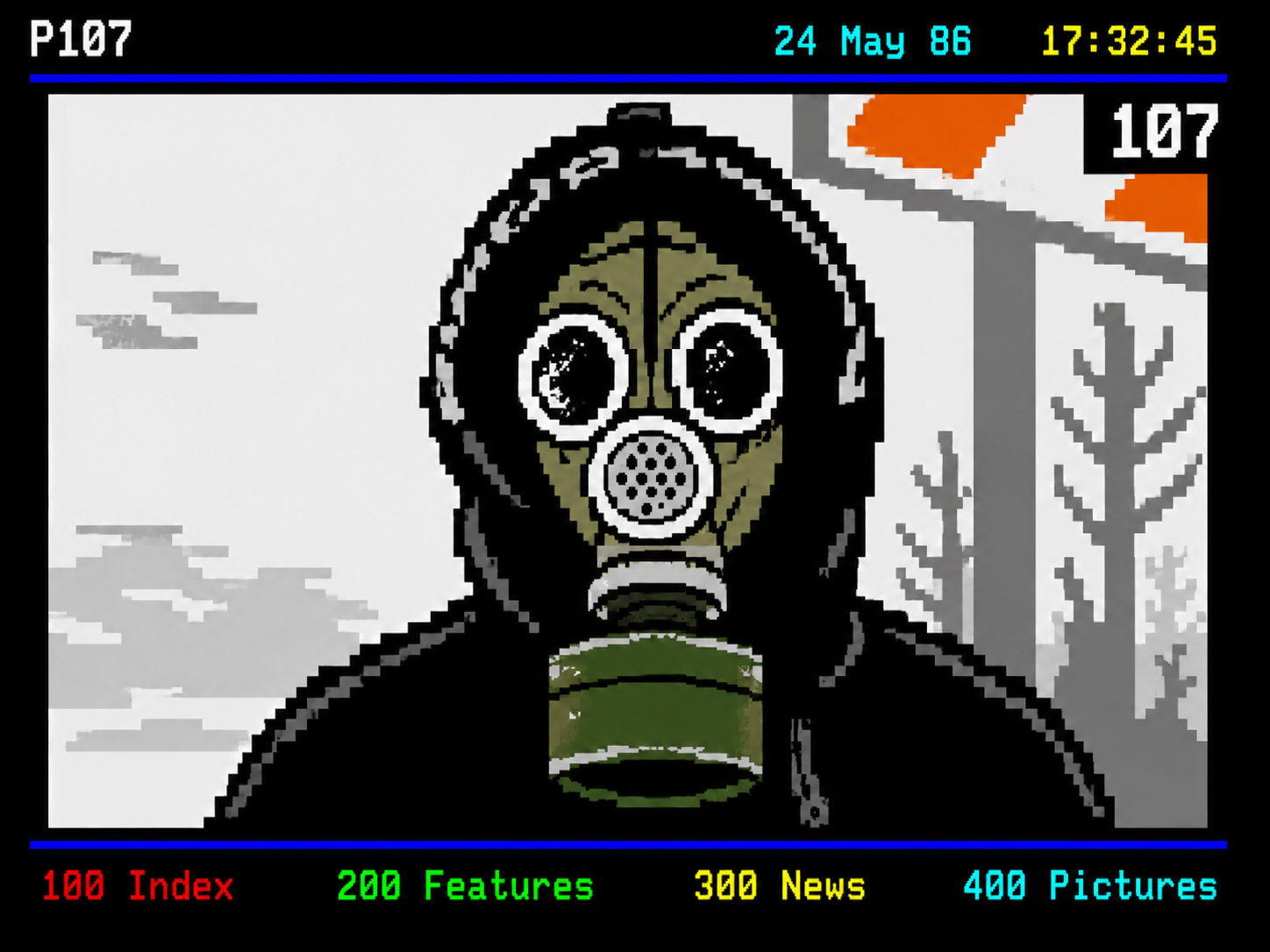 Pablonet-style pixel artwork for In 1985, one video game made you telephone for permission to nuke Europe