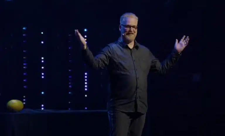 Hilmar Veigar Pétursson speaking on stage