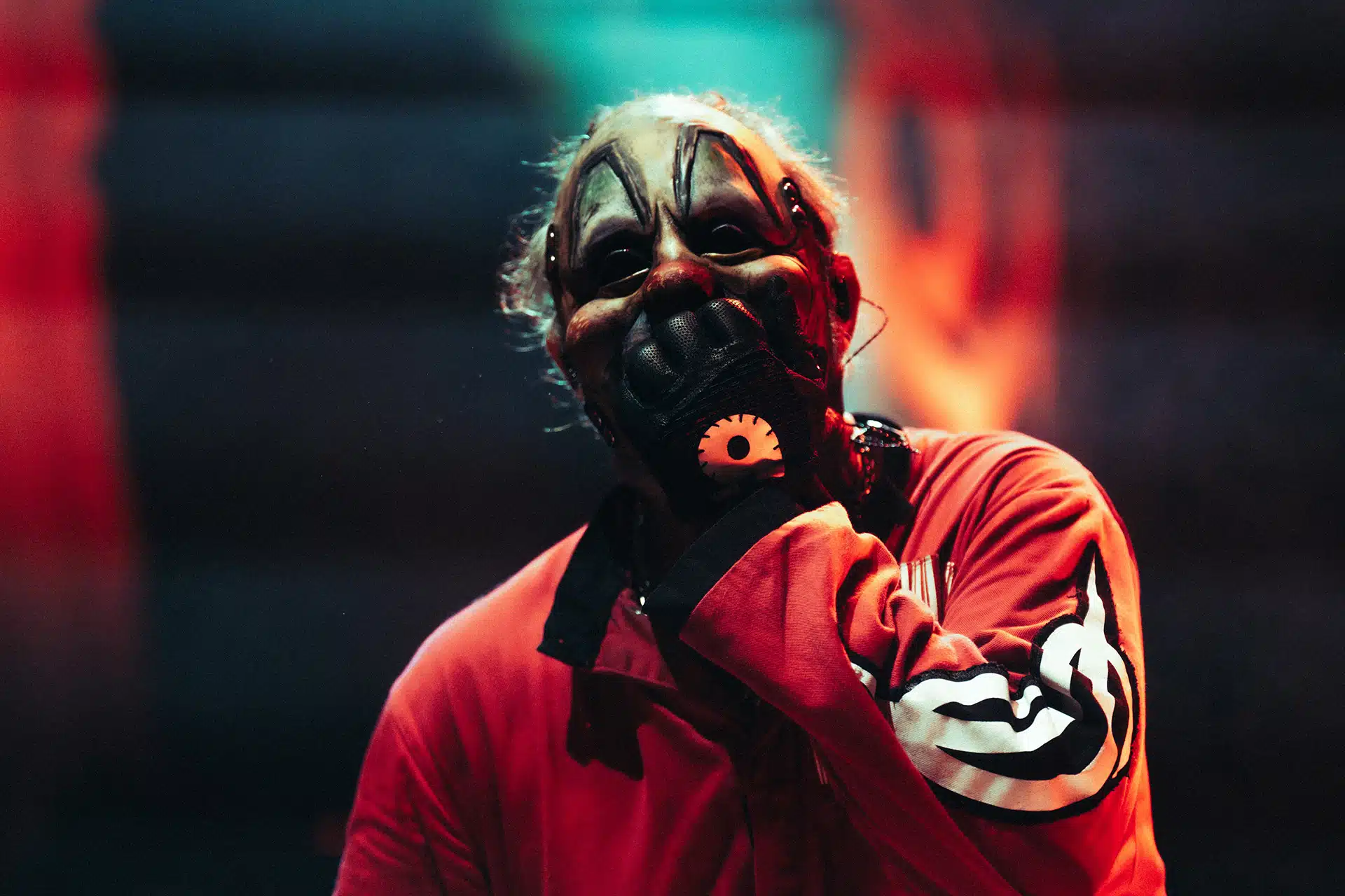 Shawn ‘Clown’ Crahan of Slipknot in his mask and stage costume