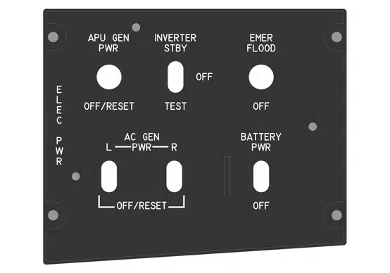 A laser-cut and engraved A-10 flight simulator panel