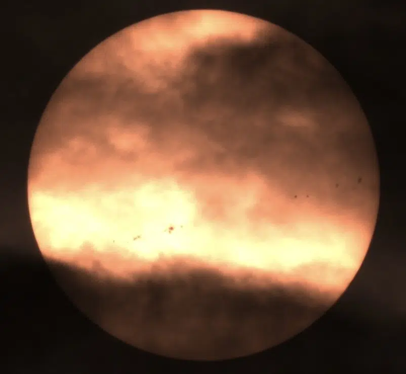 The Sun obscured by clouds during a Dwarf 3 imaging session