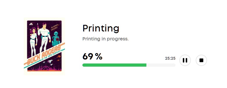 EufyMake Studio showing a Buck Rogers artwork print in progress